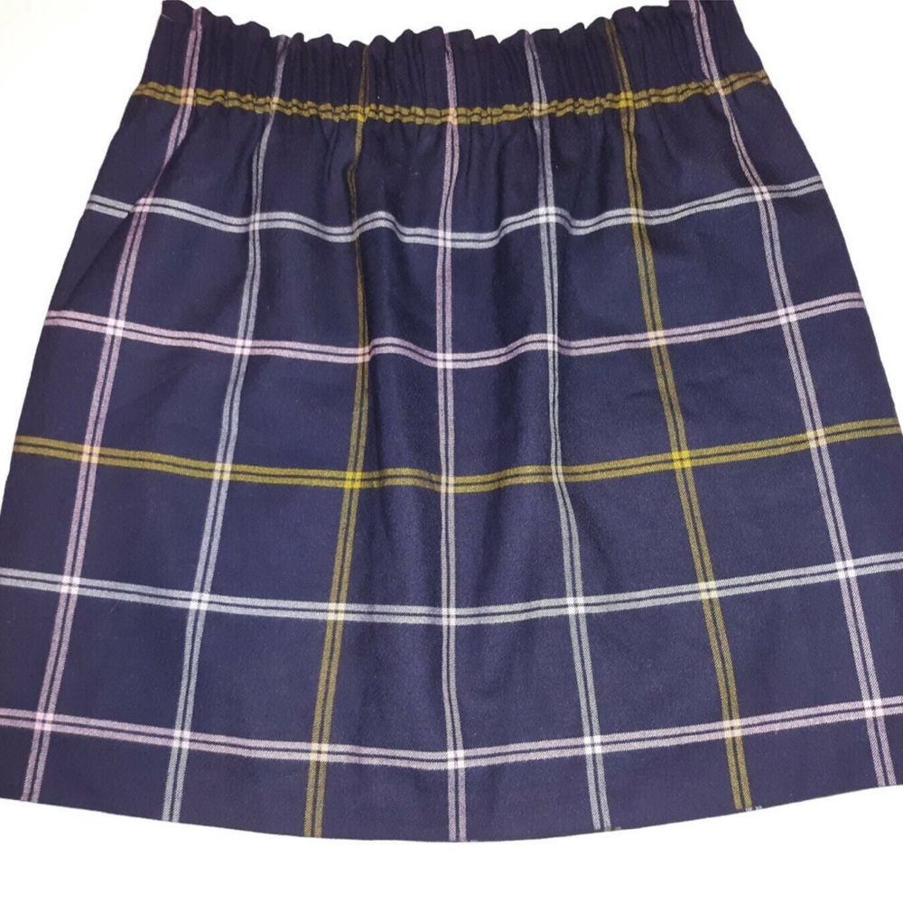 J Crew Navy Blue Wool Blend Skirt Plaid Sz 4